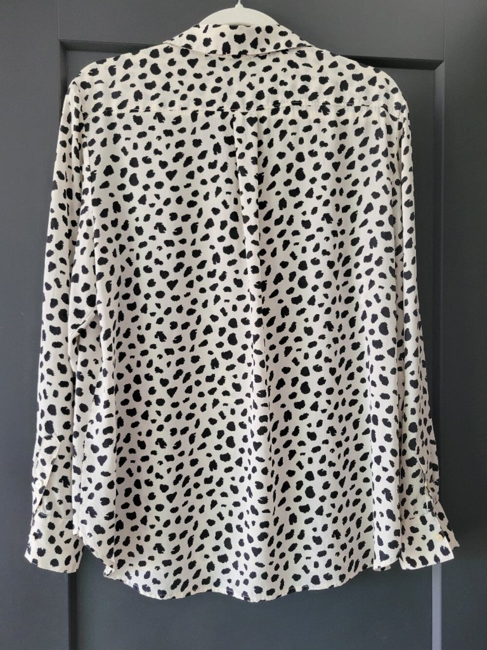 Tommy Bahama Darling Dots Long-Sleeve Silk Shirt Ivory Black Size M - Picture 2 of 5